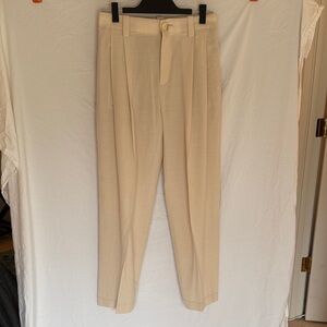 Vince Tan Pleated Trousers Size 4 Abstract Button Closure Tailored Pants